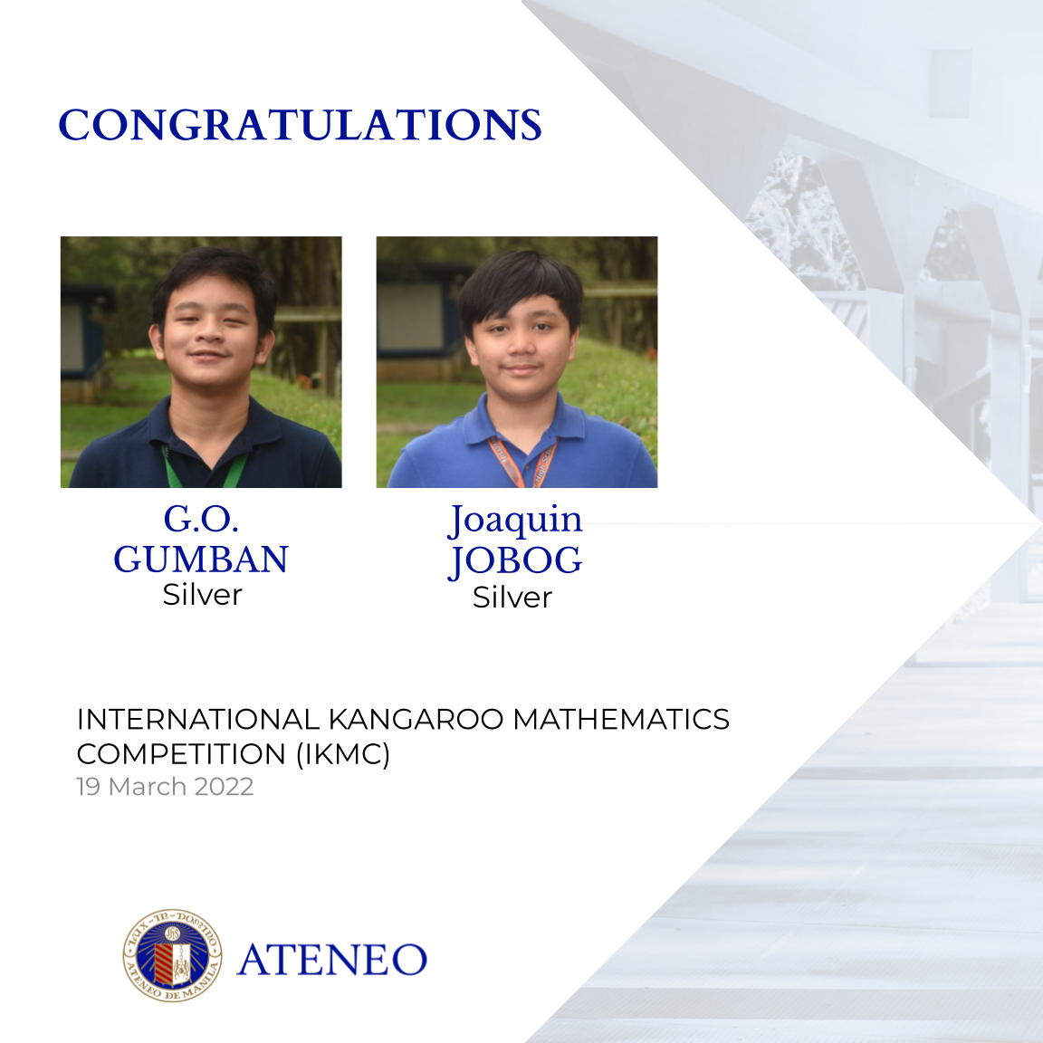 IKMC silver medalists G.O. Gumban and Joaquin Jobog 