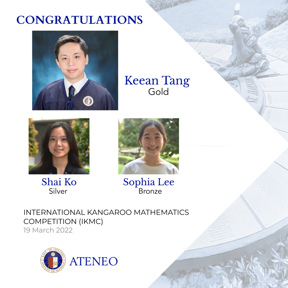 The IKMC medalists of ASHS 