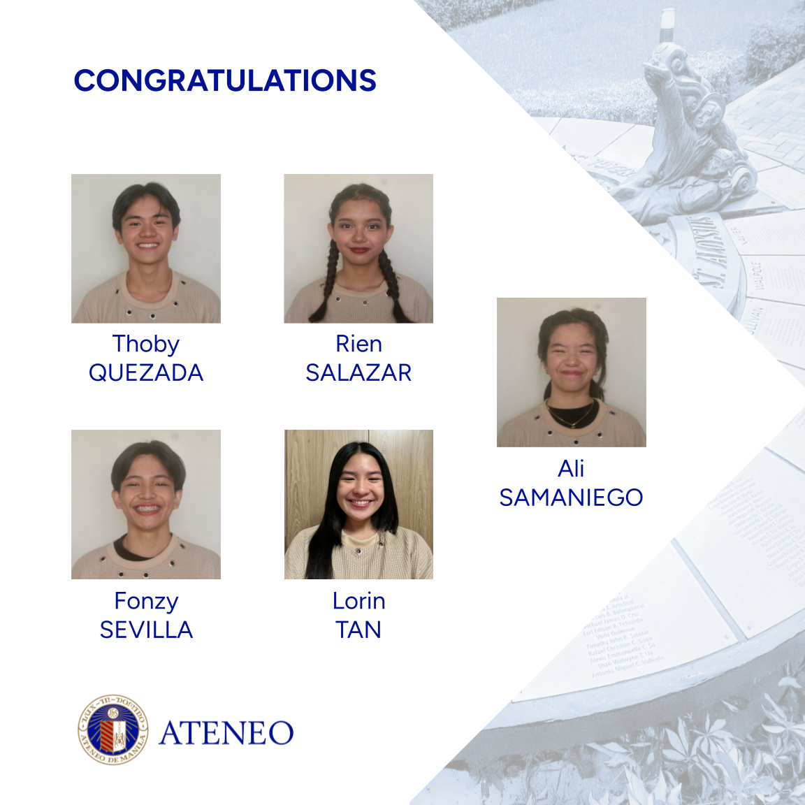 Thoby Quezada (11-Borja),  Rien Salazar (11-Torres),  Ali Samaniego (11-Hurtado),  Fonzy Sevilla (11-Perez),  Lorin Tan (11-Angelis), 