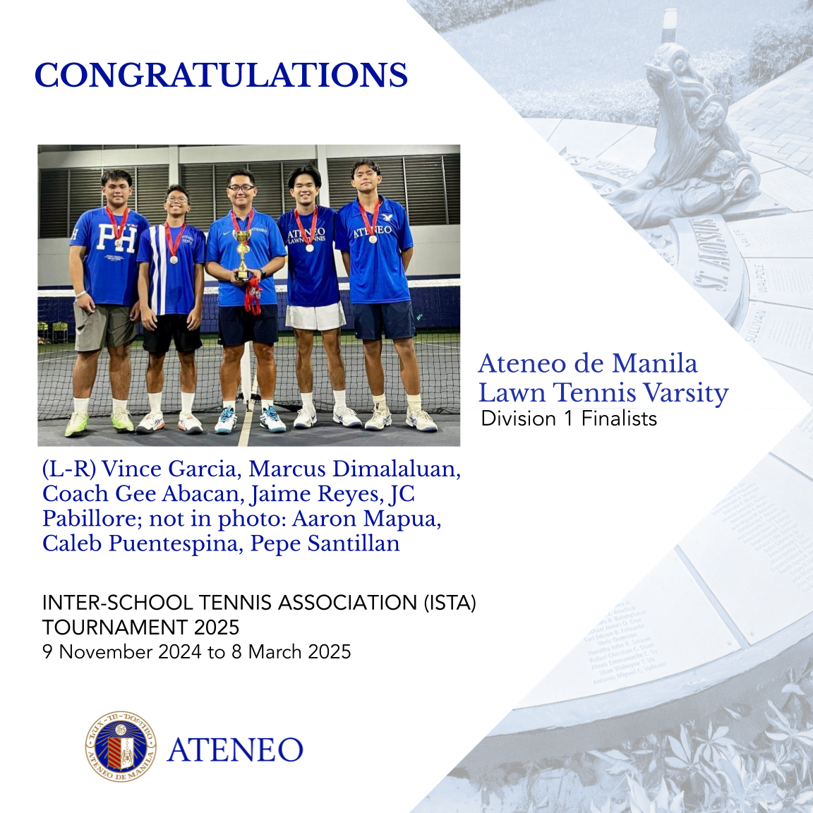 The ISTA finalists of Division 1 SHS boys'  