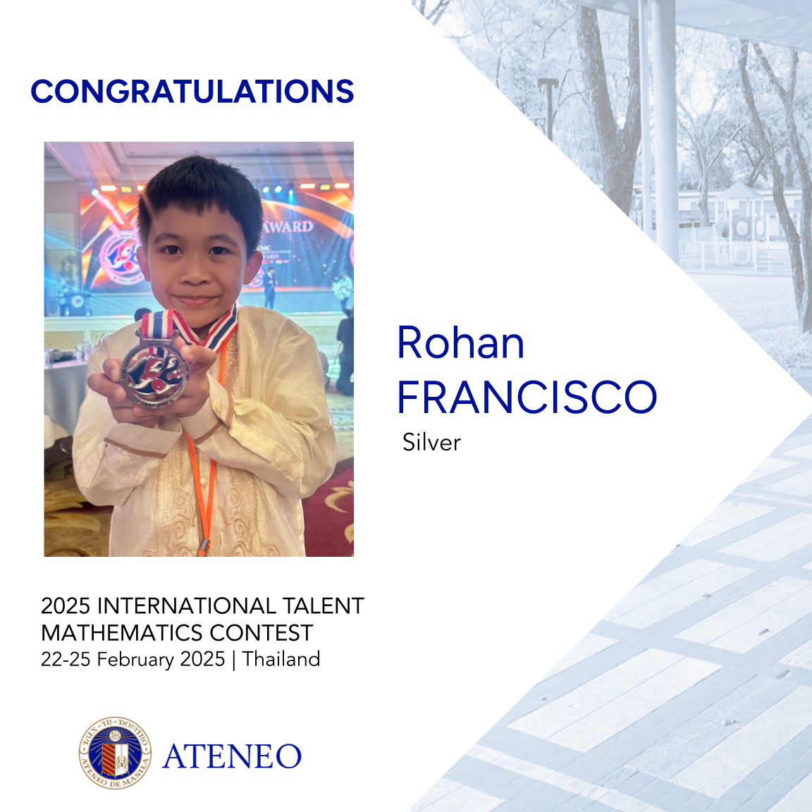 Rohan Francisco silver medalist ITMC 2025 