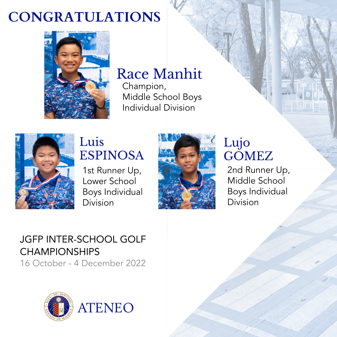 These AGS golfers had podium finishes in the individual competition.  