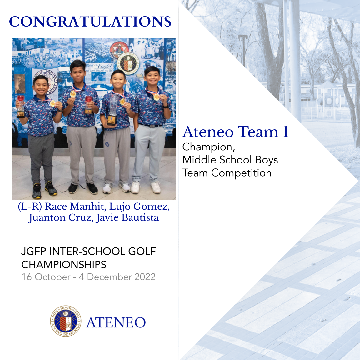 Ateneo Team 1 tops the JGFP team competition  