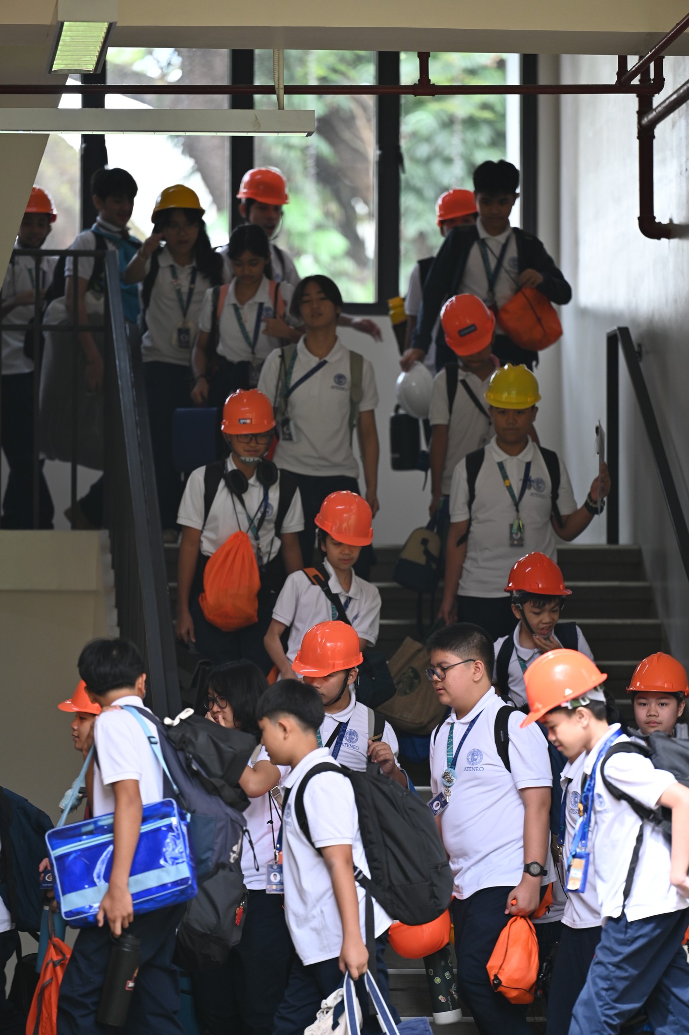 Evacuating the building 