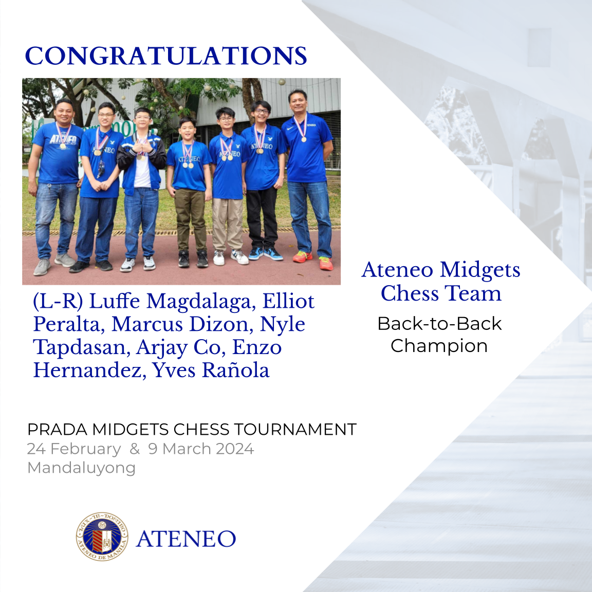 The champion Ateneo Midgets Chess Team 