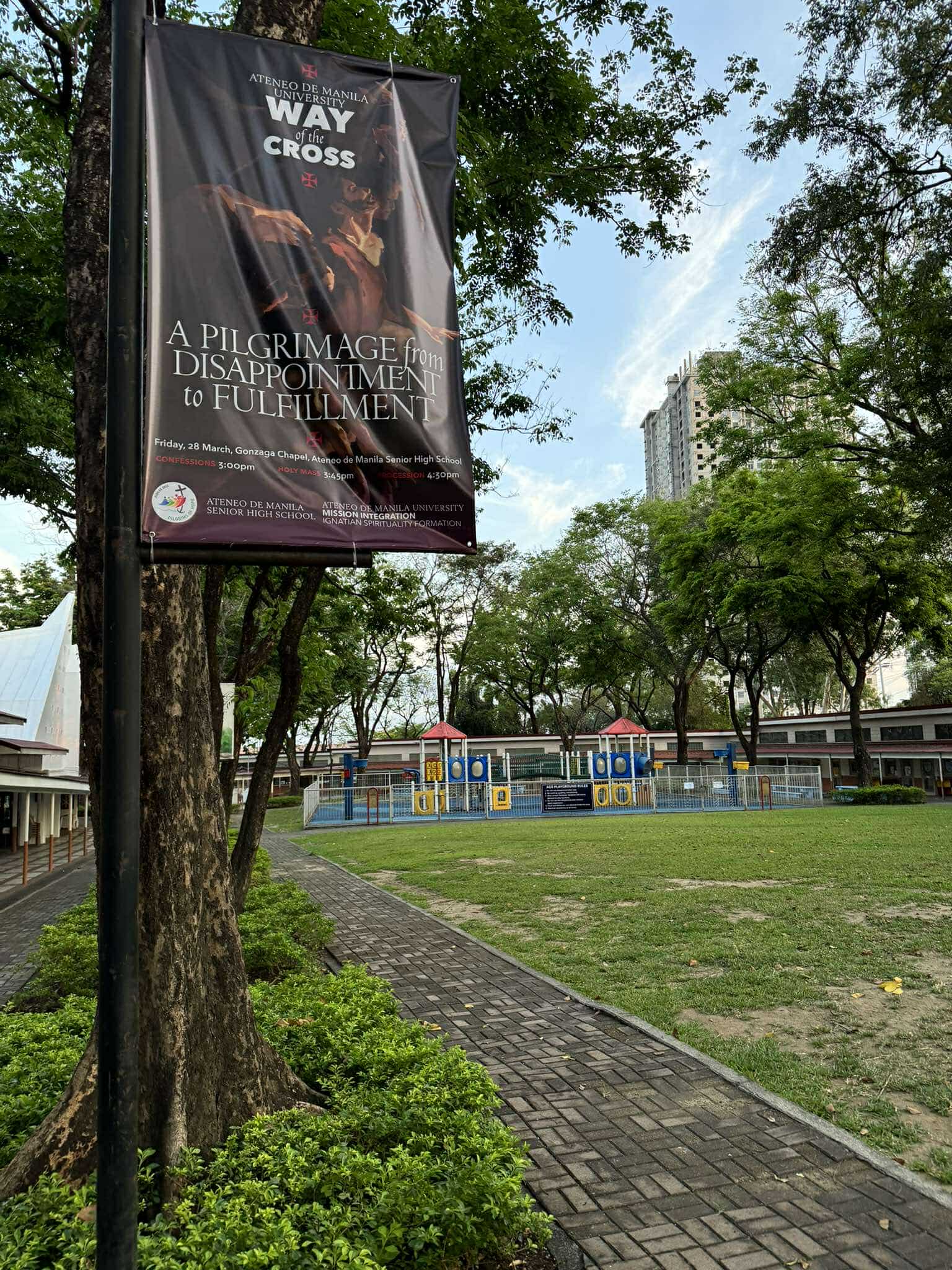 Lamppost banner in the Grade School 