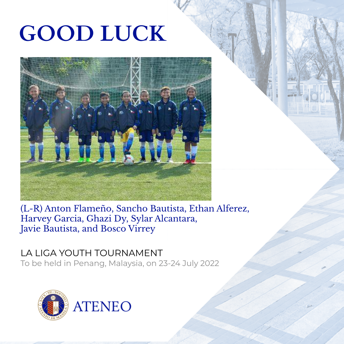 (L-R) Anton Flameño, Sancho Bautista, Ethan Alferez, Harvey Garcia, Ghazi Dy, Sylar Alcantara, Javie Bautista, and Bosco Virrey 