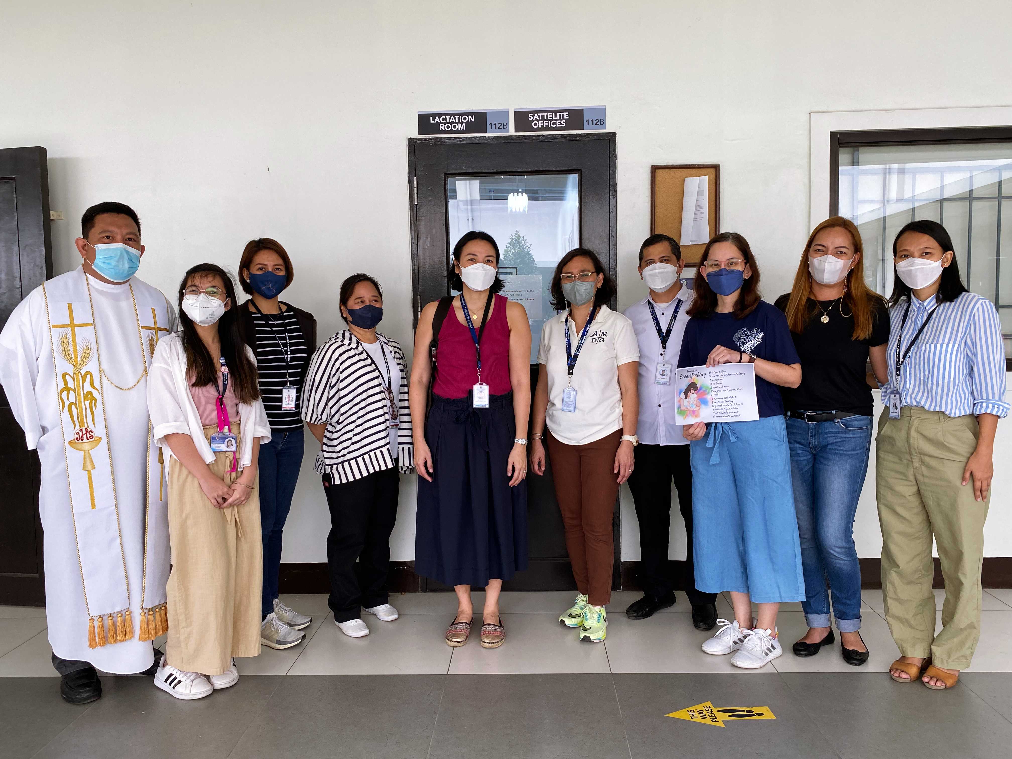 (L-R) Fr. Bong Dahunan, SJ, ASHS Chaplain; Maia Punzalan, Mayari Representative/GAD Student Representative; Khathrina Cerbulles, Administrator - Human Resource Development; Atty. Alma Pavia, Director, University Office of Decorum and Investigation; Dr. Melissa Lao, Director of the University Gender and Development Office; Mrs. Czel Lacson, Assistant to the Principal for Administration, Mr. Javy Fabello, Assistant to the Principal for Academic Affairs; Dr. Marge Santos, School Physician; Mrs. Evangeline Doroja, Grade 12 Parent Representative/GAD Parent Representative; Gaizel Adan, GAD Chair 