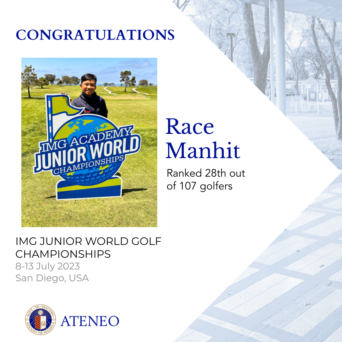 Race Manhit in San Diego for the 2023 IMG Junior World Golf Championships