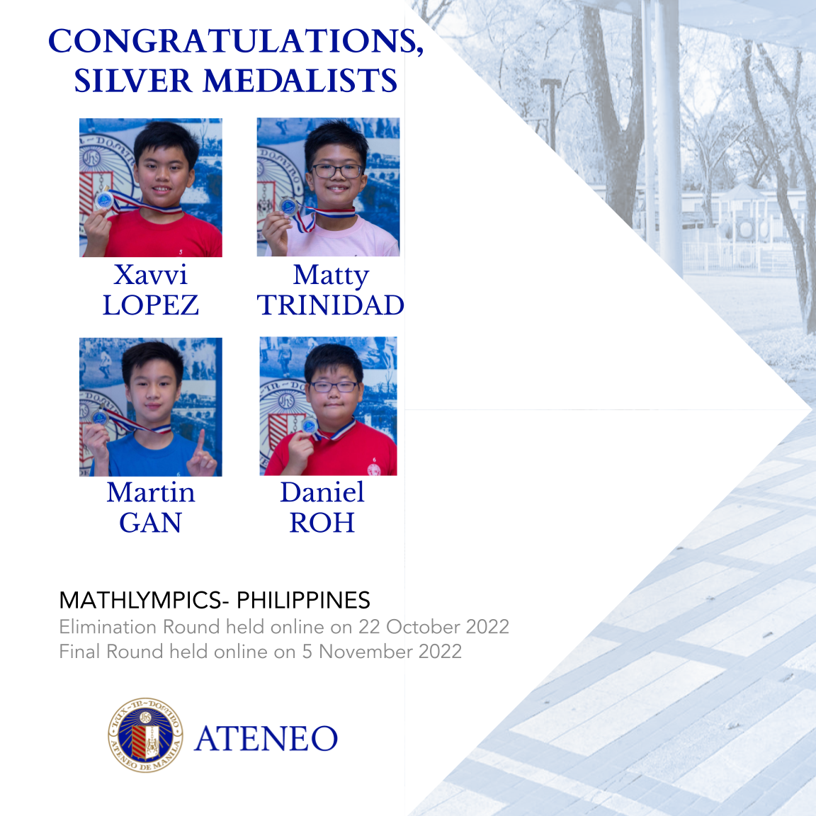 These AGS mathletes each won a silver medal at Mathlympics-PH 