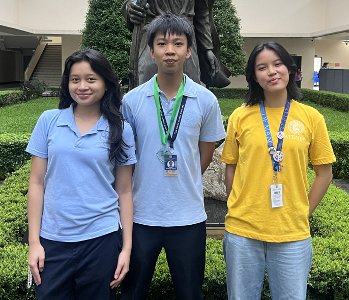 From left: NAsHDC National Octofinalists Chloe Magsalin, Jesu Manzano (8th Best Speaker of the Philippines, and Xyza Dazon of ADMU SHS A 