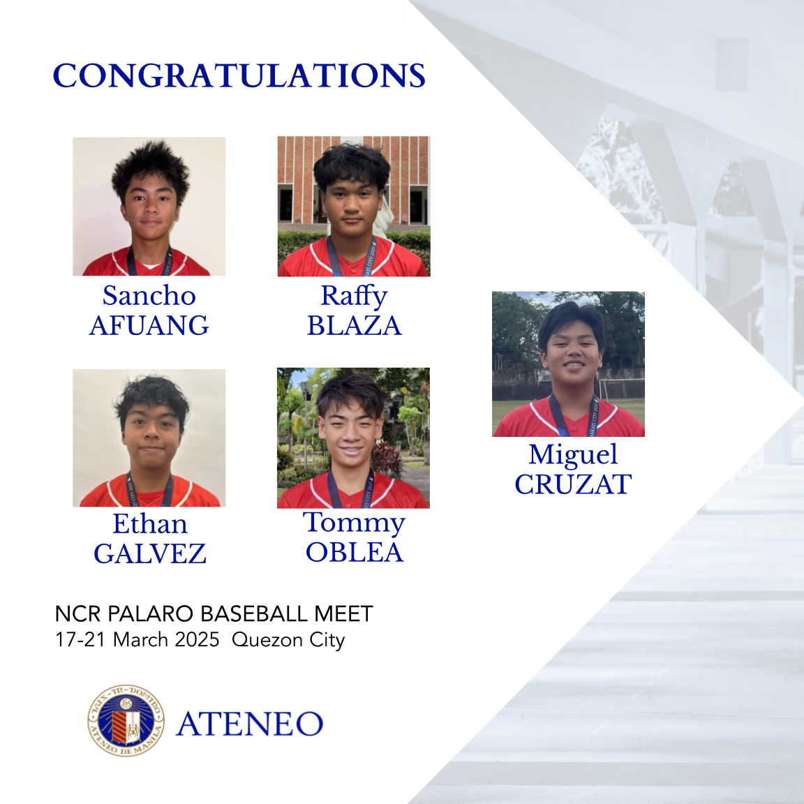 AJHS players Sancho Afuang Raffy Blaza Migz Cruzat Ethan Galvez Tommy Oblea  