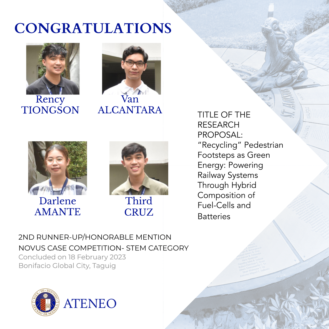 Magis Loyola's Tiongson, Alcantara, Amante, and Cruz  