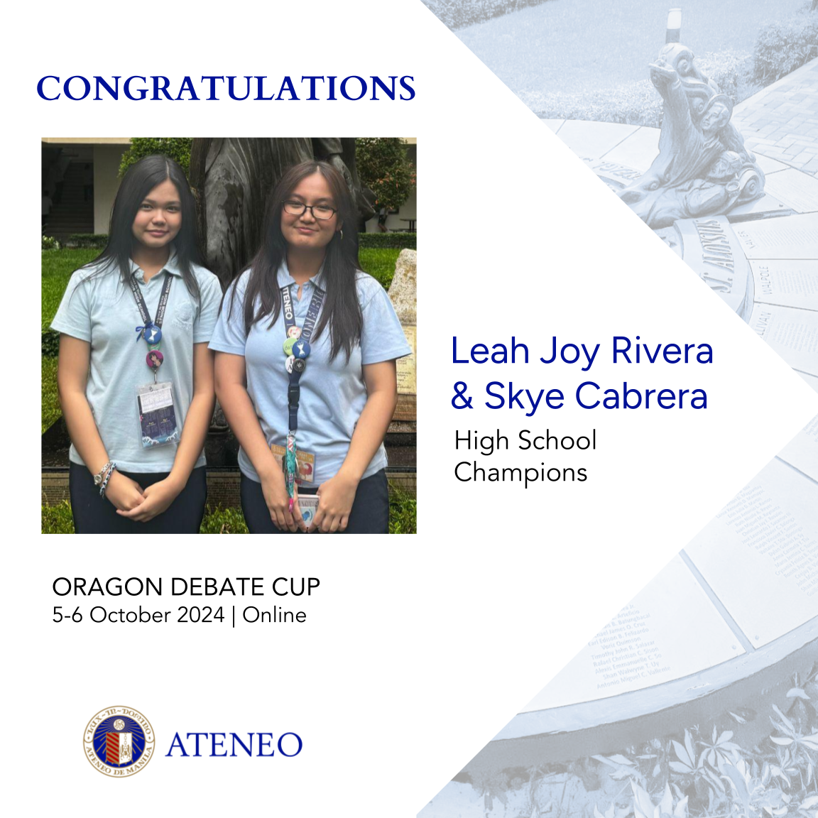 Oragon HS Champions Leah Joy Rivera and Skye Cabrera