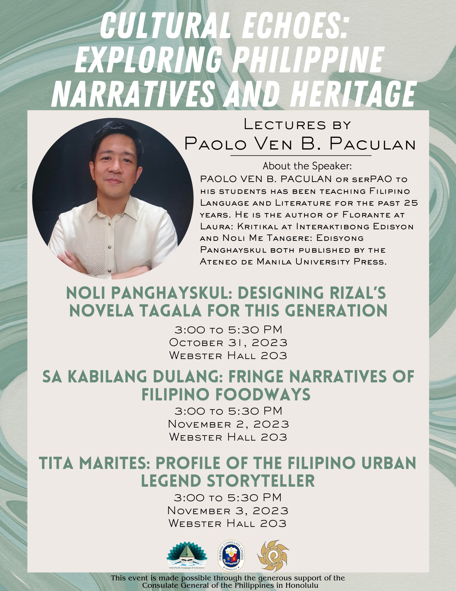 Paolo Paculan's lecture series in Hawaii 