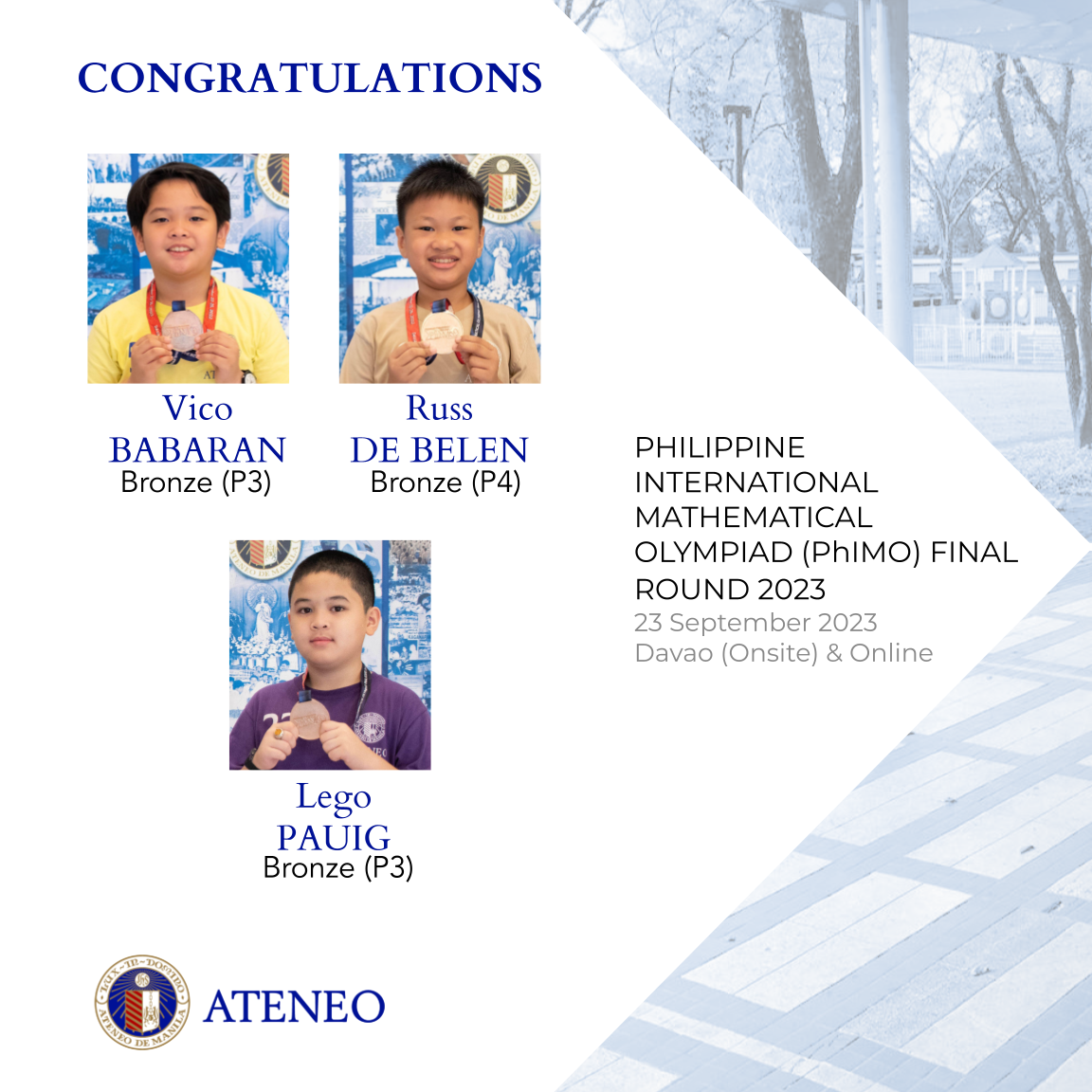 PhIMO Final Round 2023 bronze medalists  