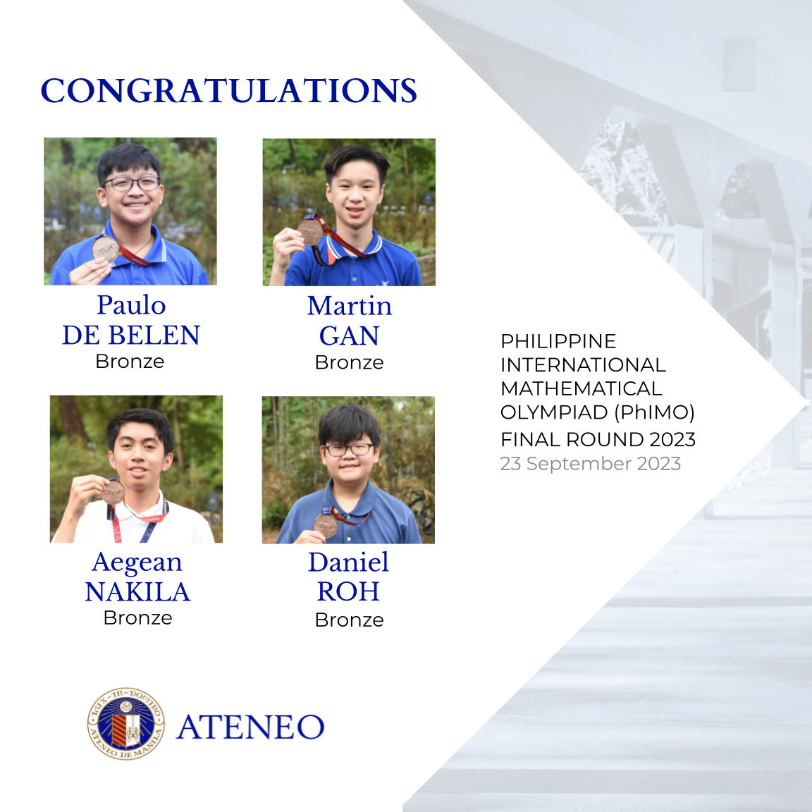 The PhIMO bronze medalists of AJHS 