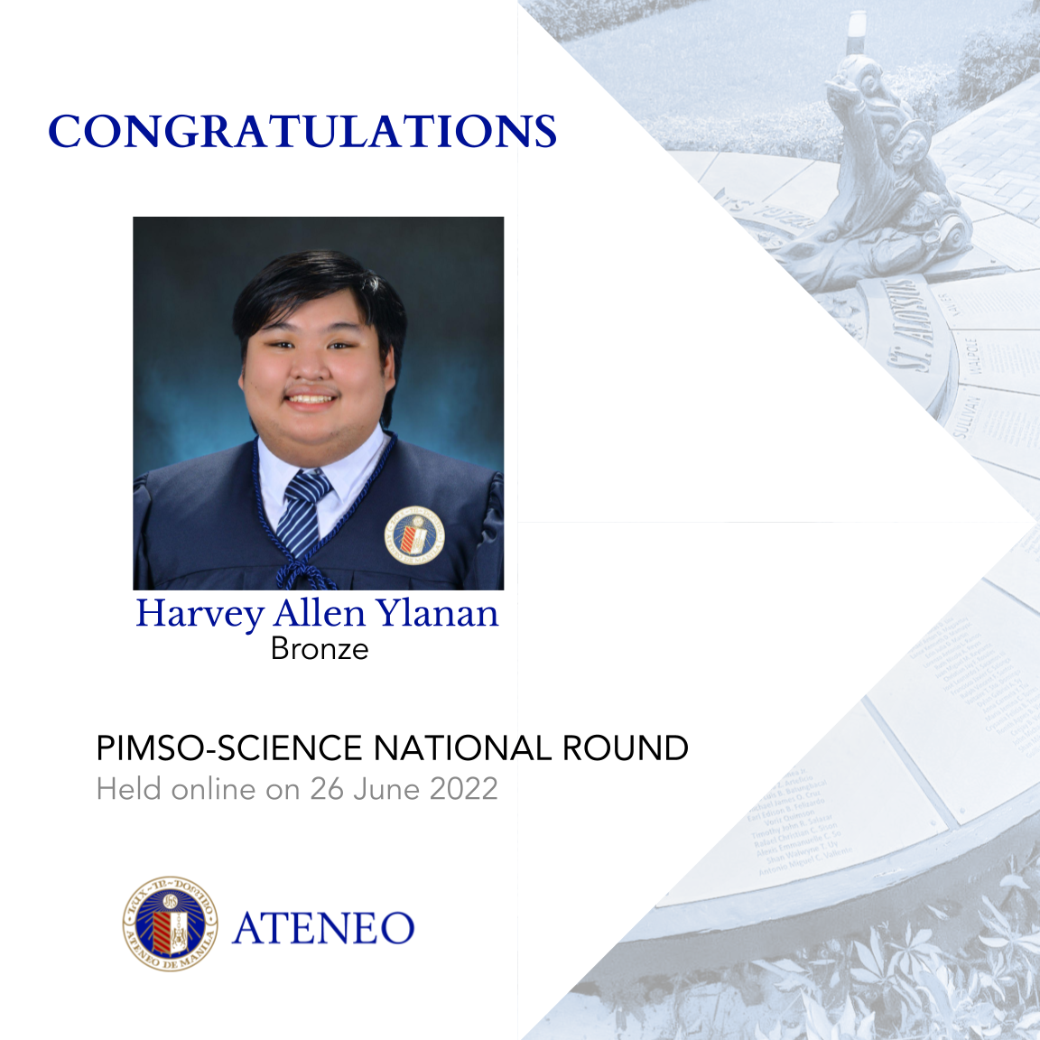 PIMSO-Science medalist Harvey Allen Ylanan