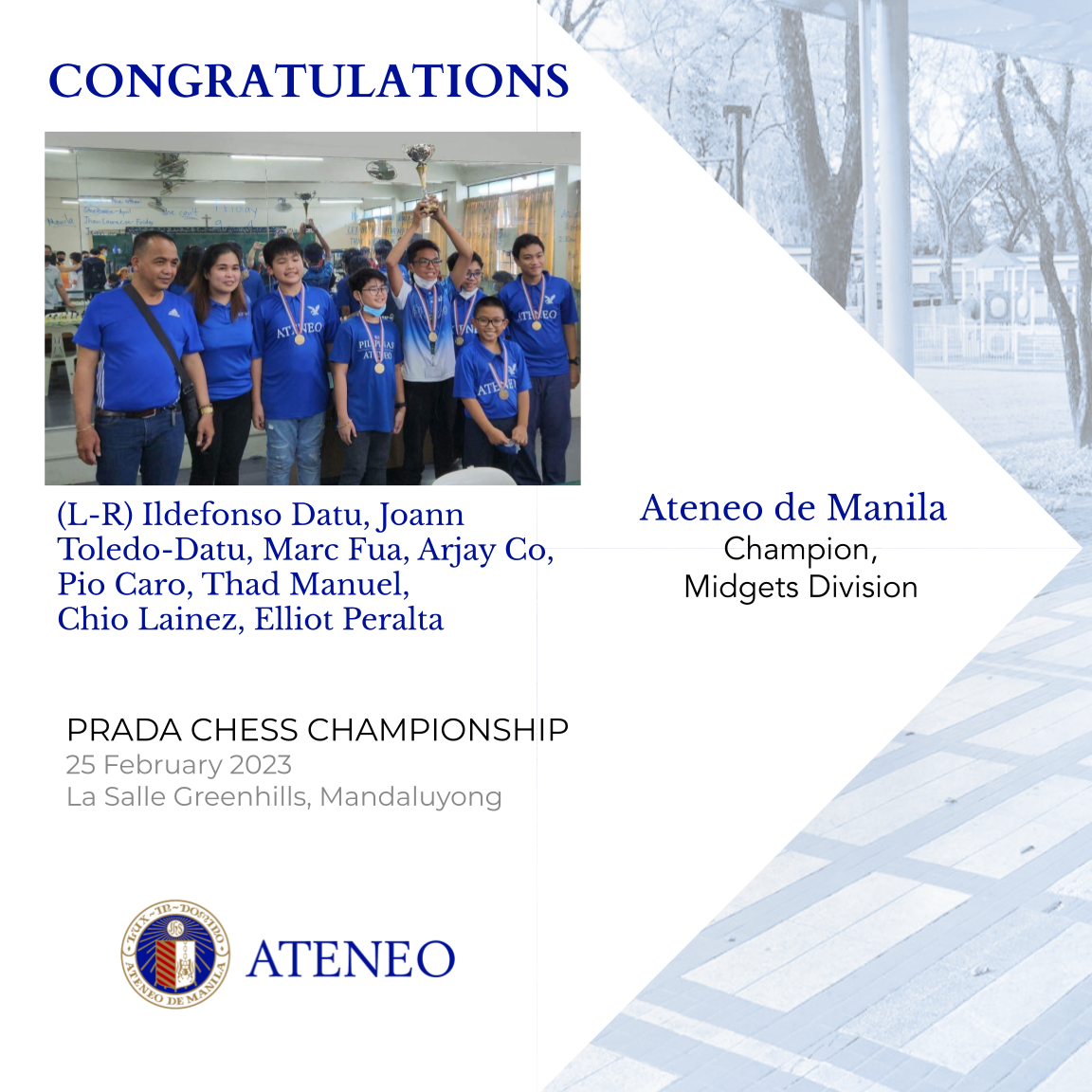 The Blue Eagles chess team is composed of 5 AGS players and 1 AJHS player.