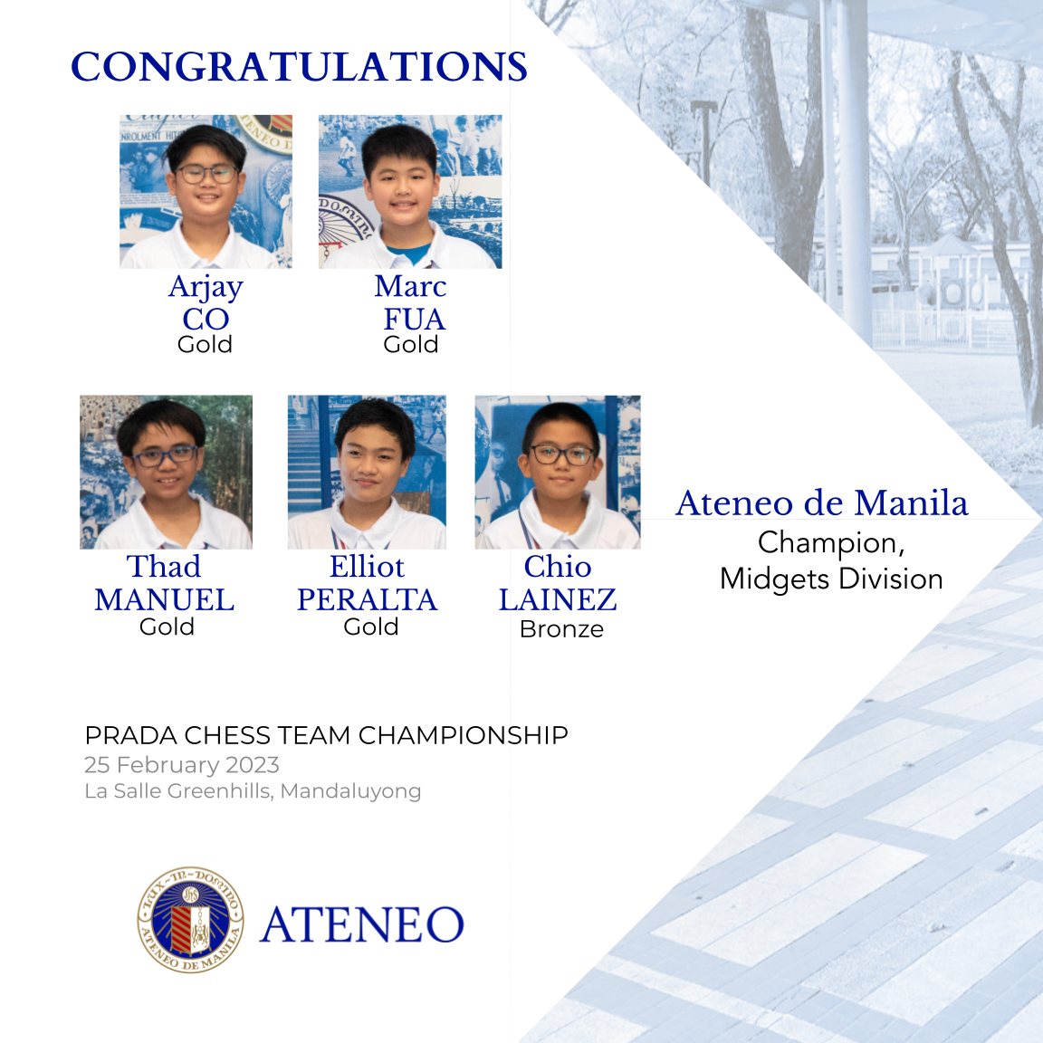 All five AGS players won a medal for their respective boards.  