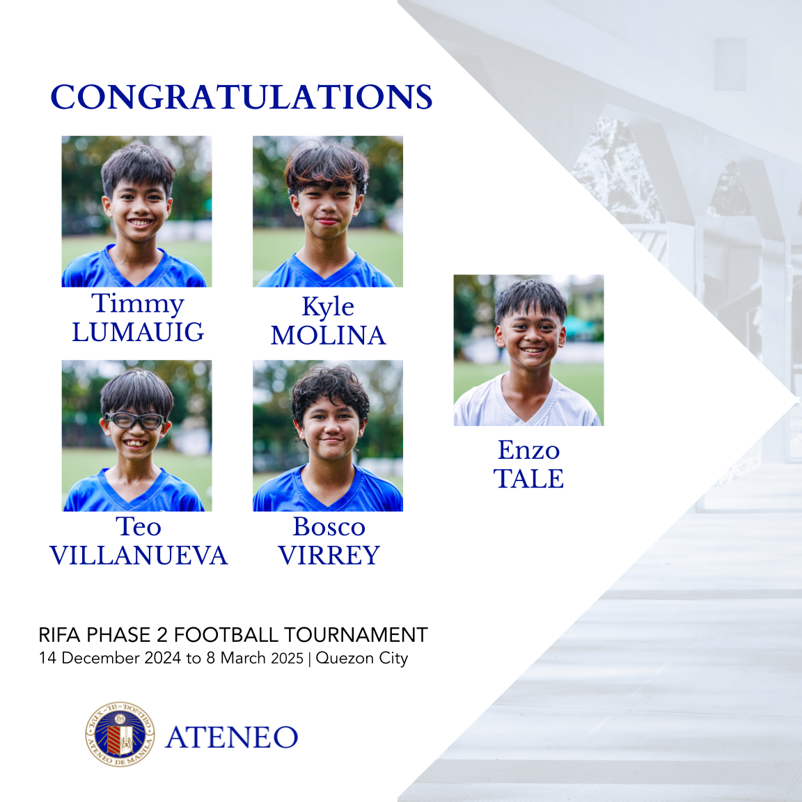 Timmy Lumauig Kyle Molina Enzo Tale Teo Villanueva Bosco Virrey