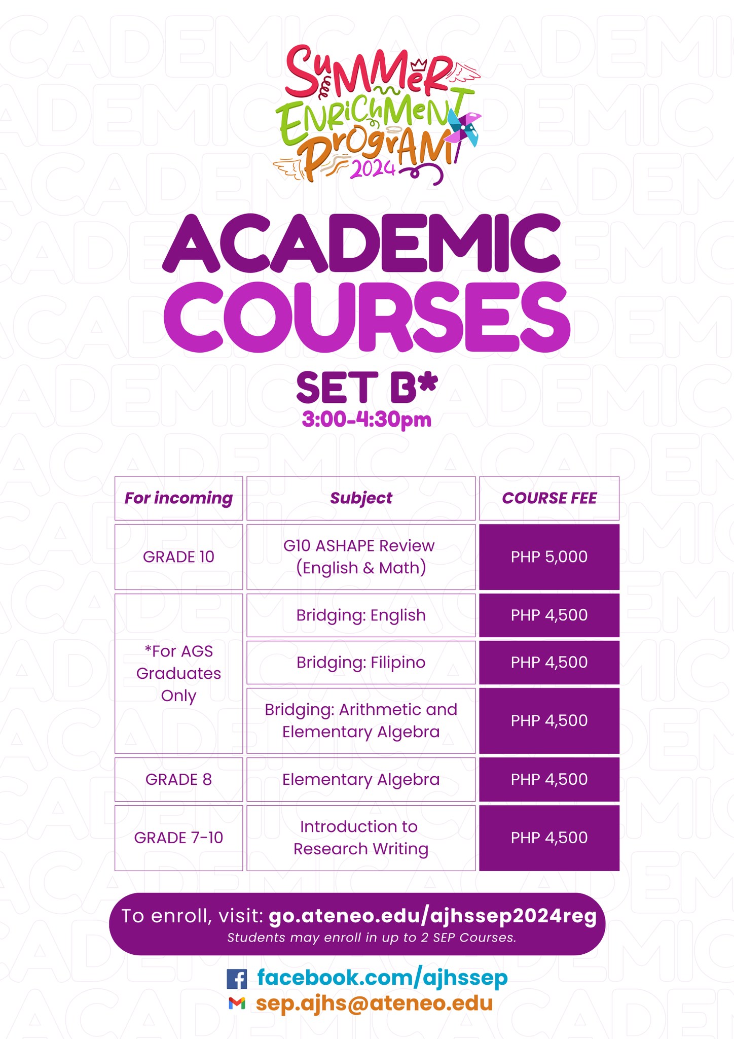 SEP 2024 Academic Offerings Set B Slide 1