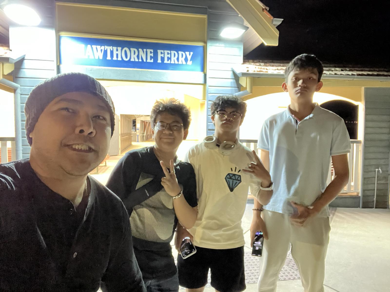 Caption: (L-R) Punch San Jose,  , , , and ___ waiting at Hawthorne Ferry Station for Romar’s wallet