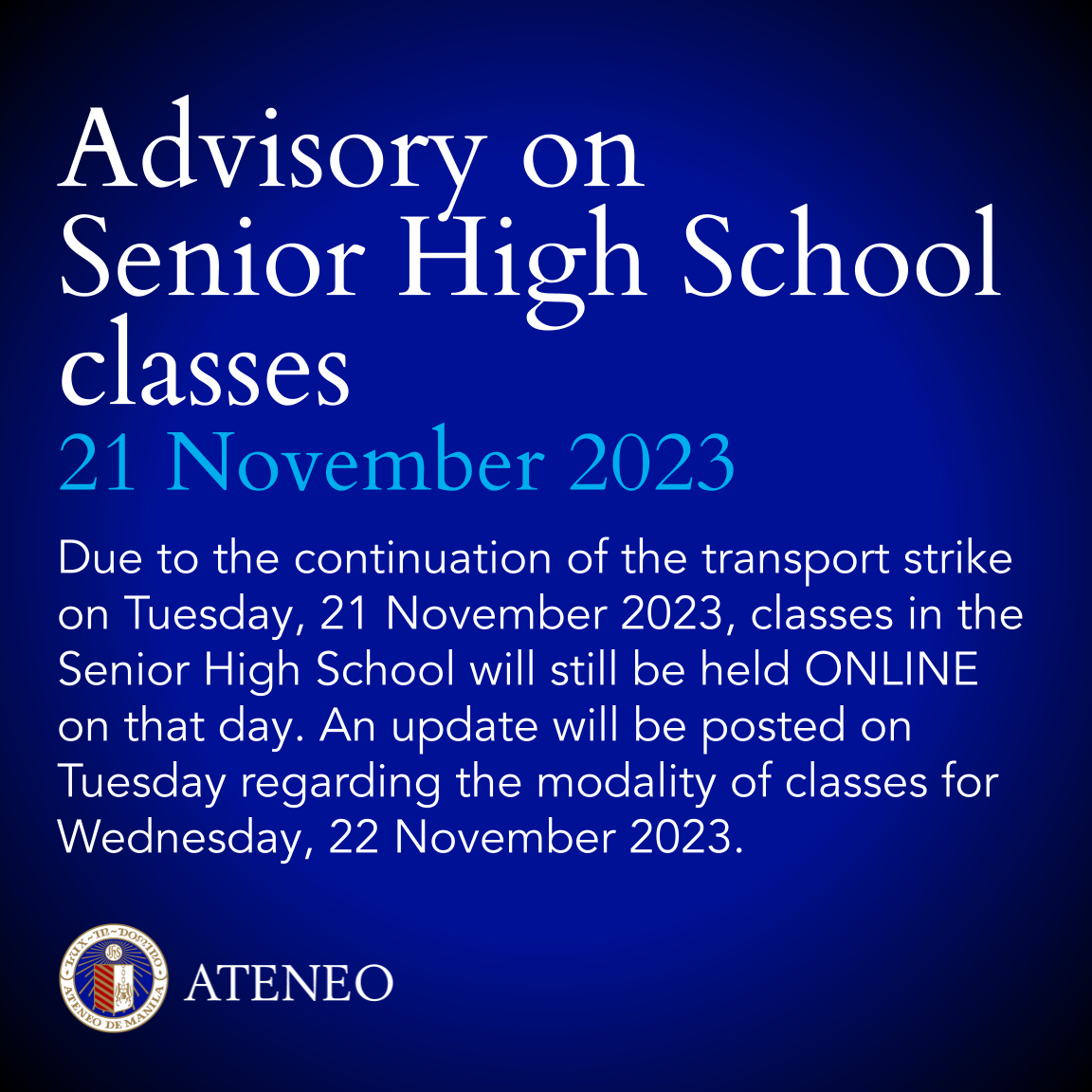 Online classes on 21 November 2023 