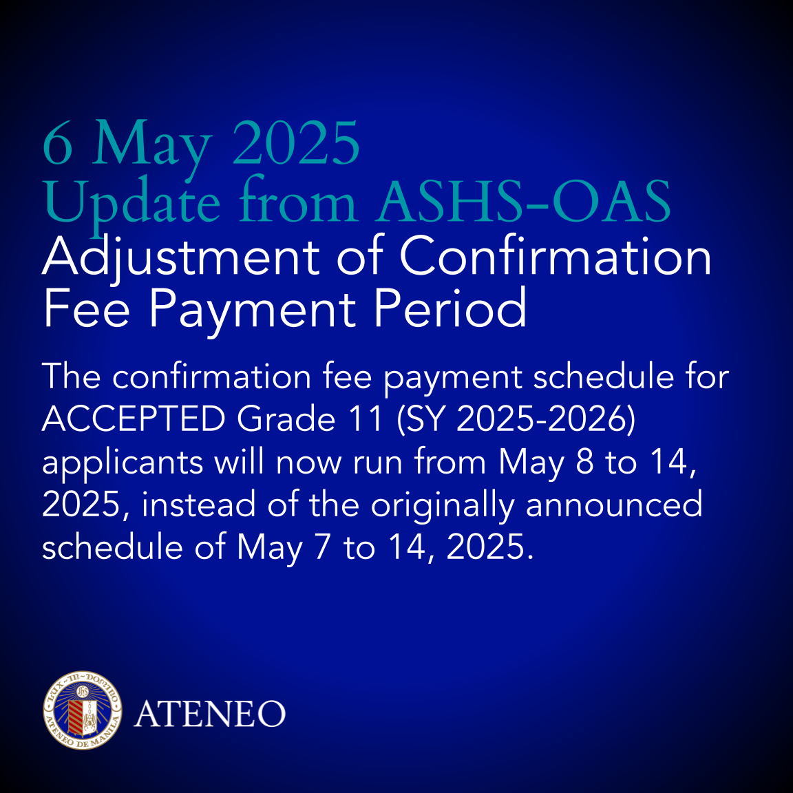 6 May 2025 update from ASHS-OAS 