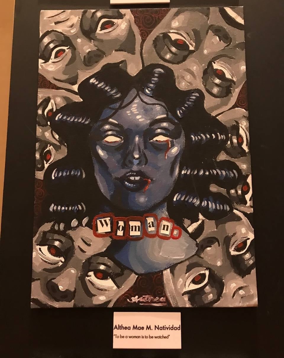 "To Be A Woman Is To Be Watched" by Thea Natividad on display at the National Museum of the Philippines in July 2024&nbsp;&nbsp;