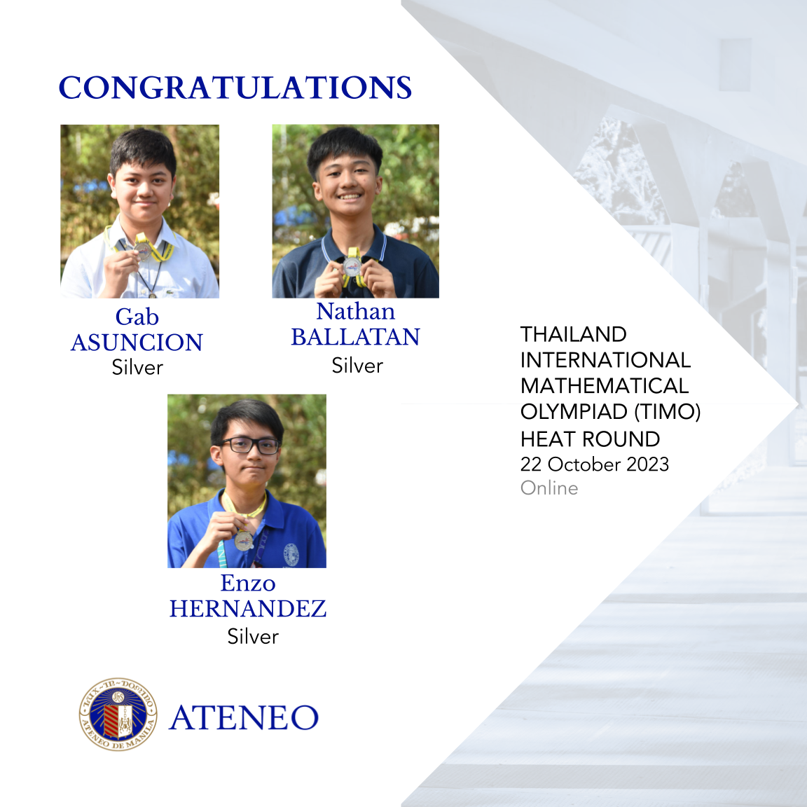 TIMO heat round silver medalists from AJHS    