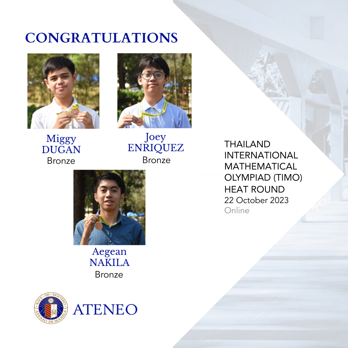 TIMO heat round bronze medalists    