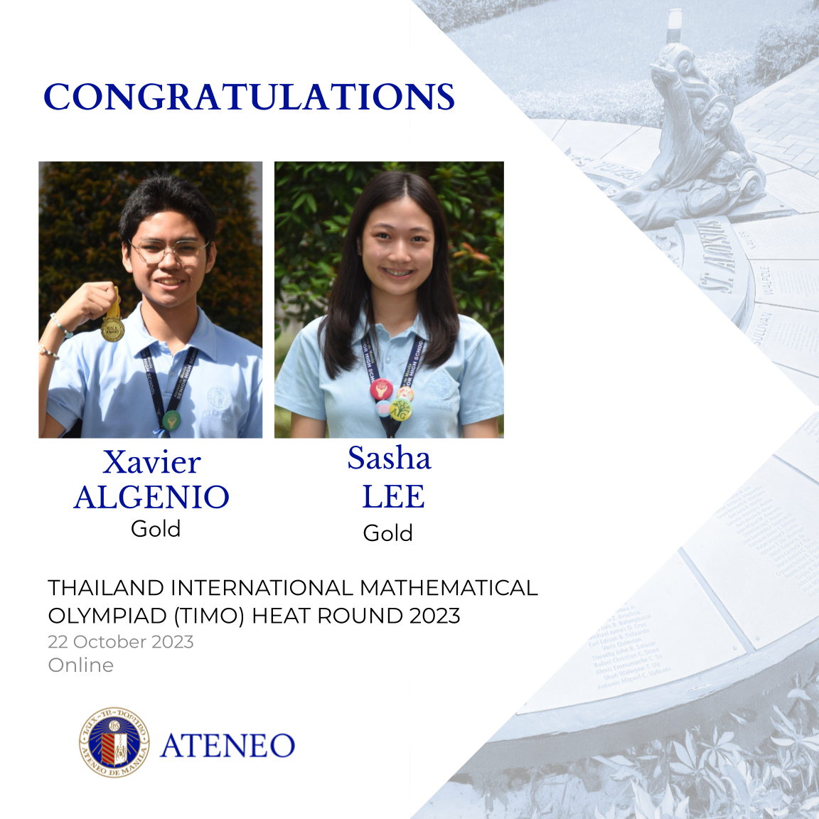 TIMO heat round gold medalists Algenio & Lee 