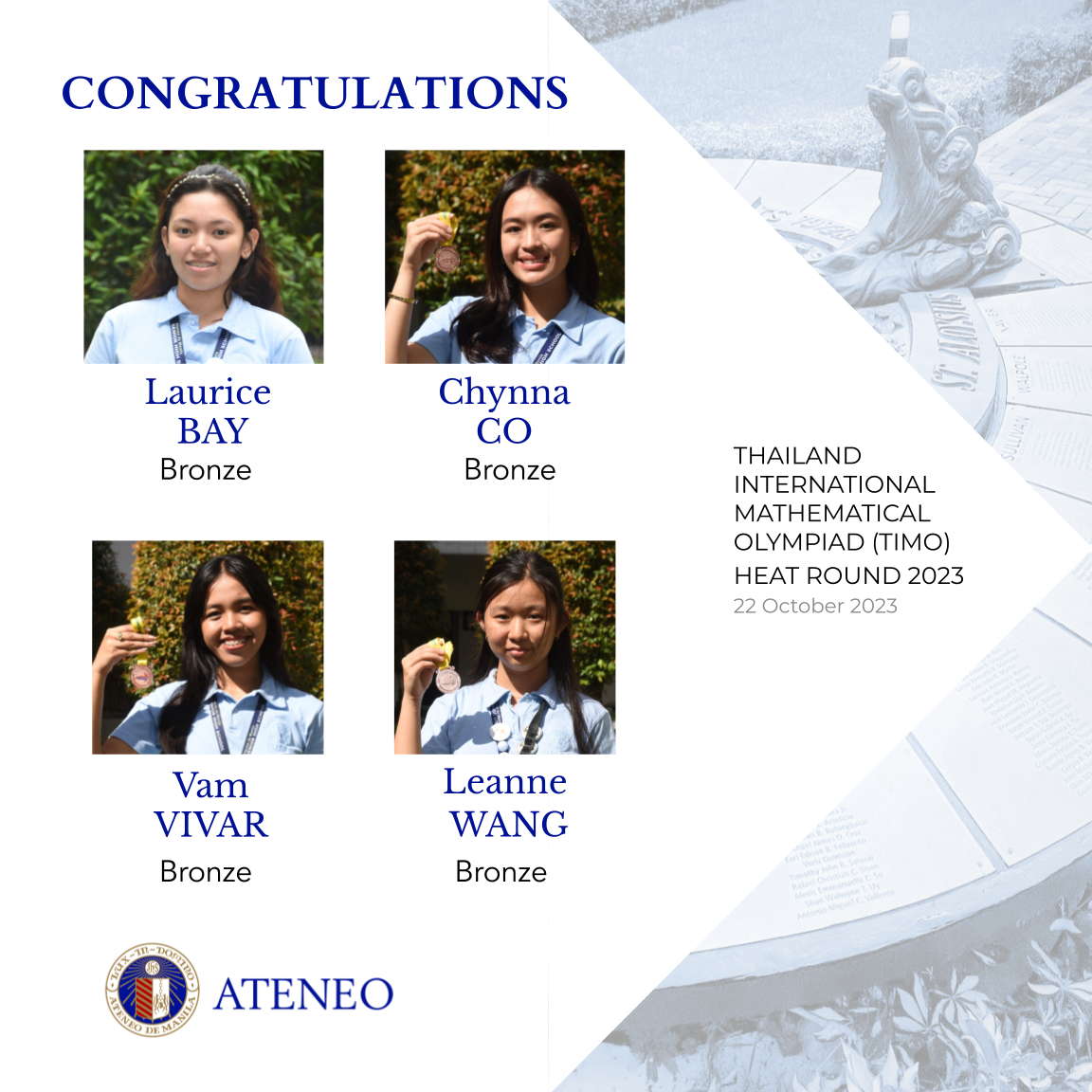 TIMO heat round bronze medalists    