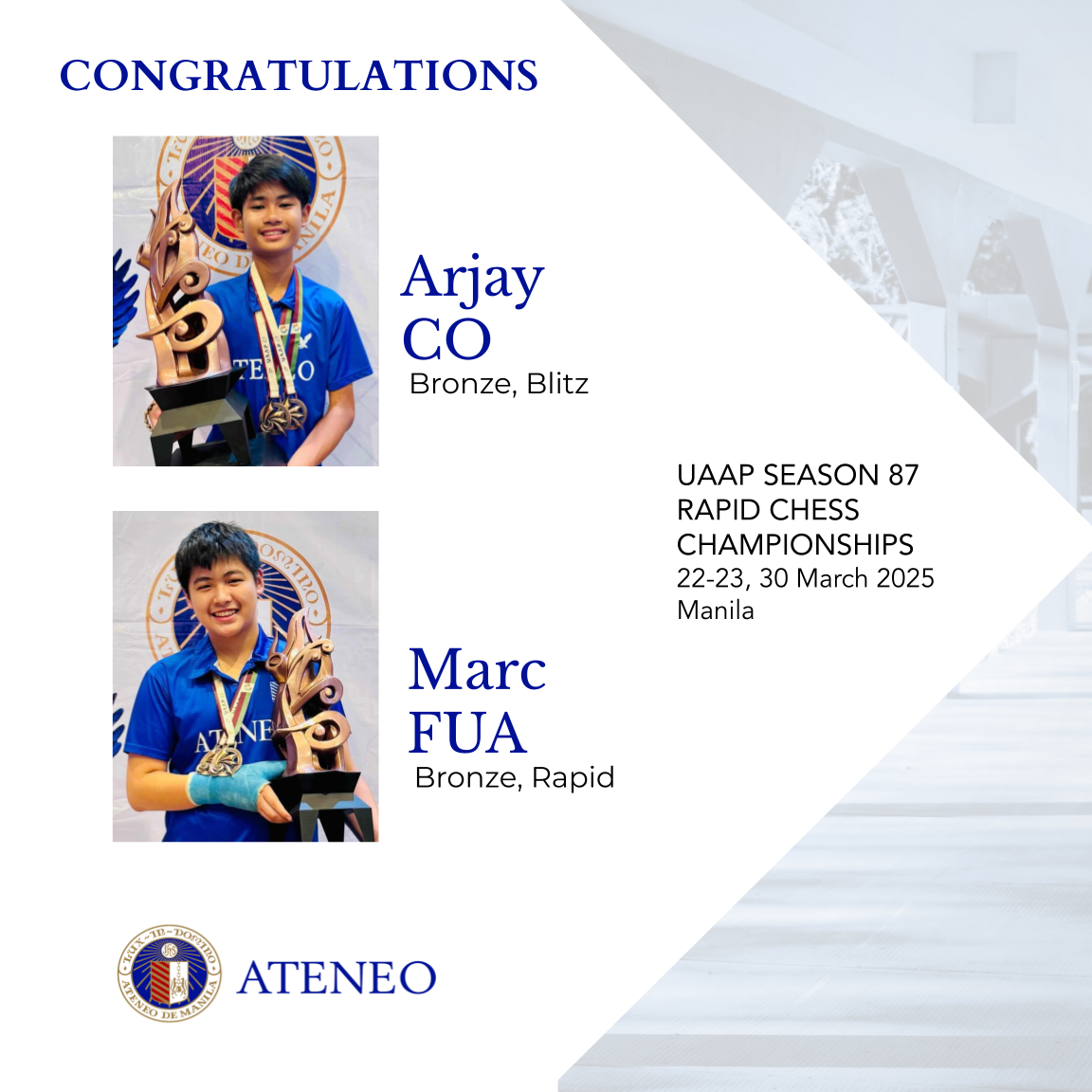 Arjay Co Marc Fua UAAP 87 rapid chess blitz