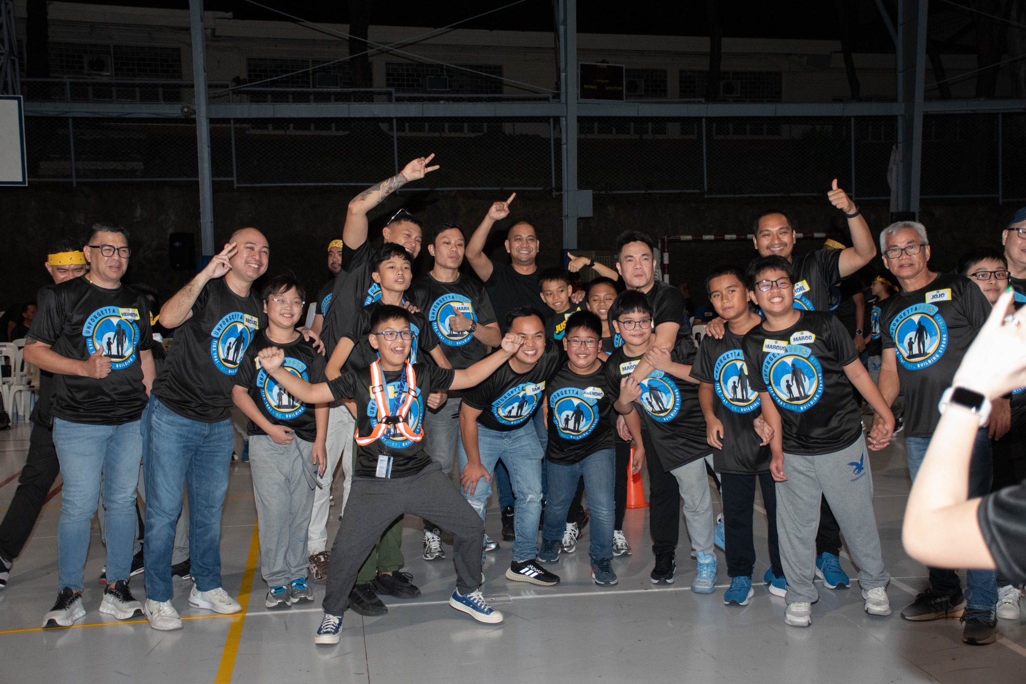 Energetic adult companions and students getting ready for the games