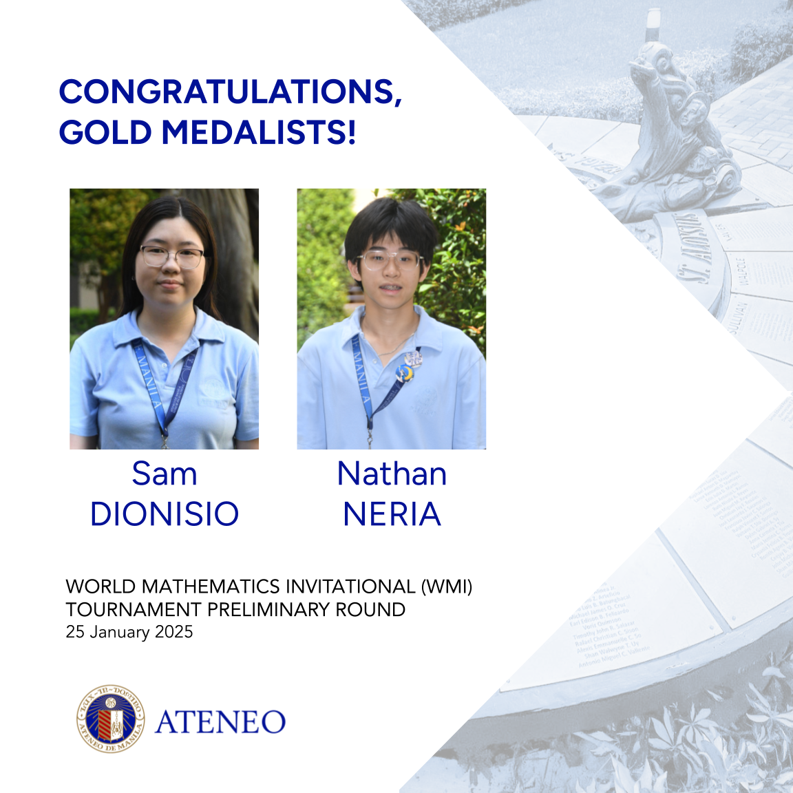 WMI Heat Round gold medalists Sam Dionisio and Nathan Neria