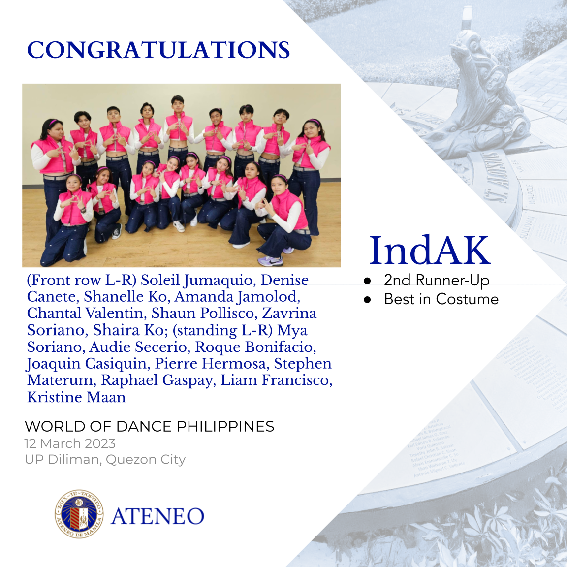 IndAK is 2nd runner-up of World of Dance Philippines 