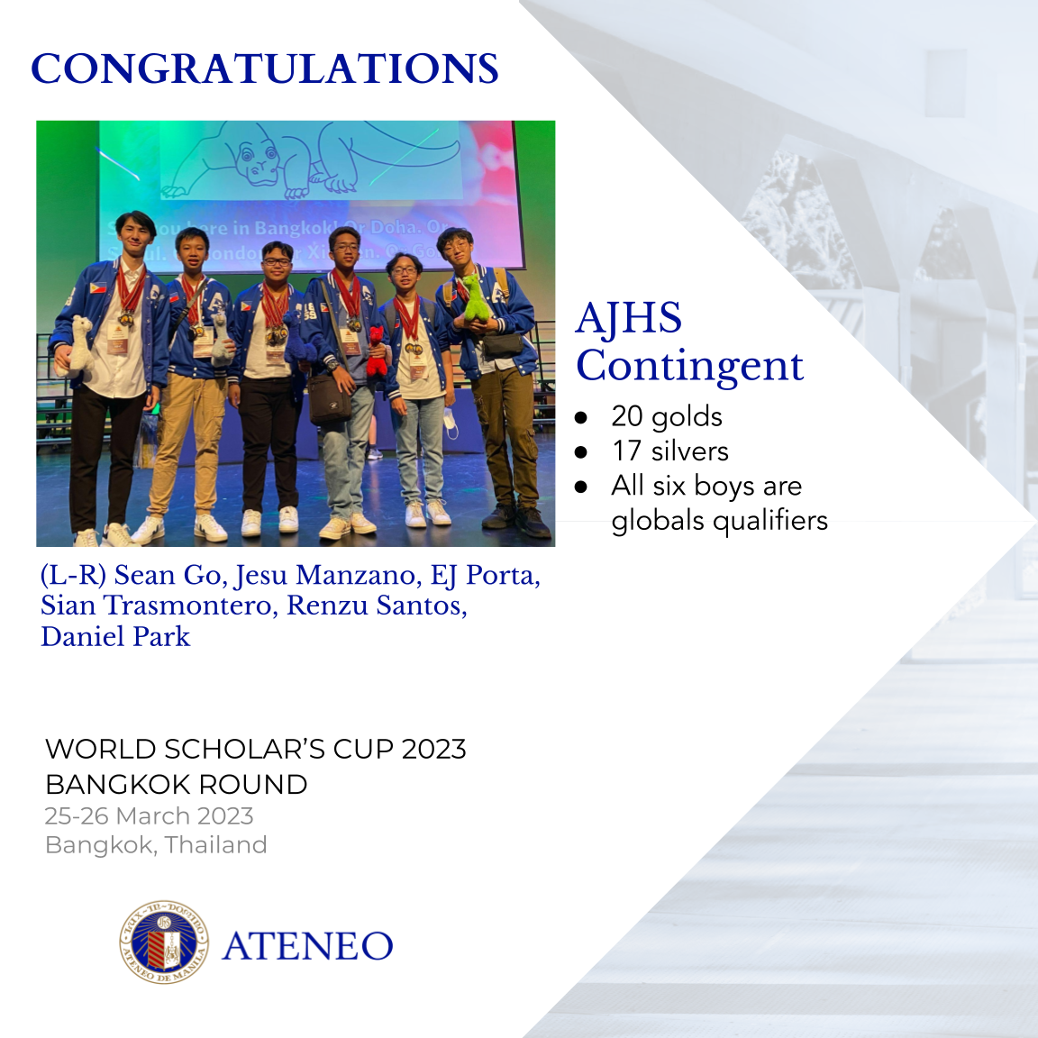 Ateneans at the WSC Bangkok Round in March 2023 