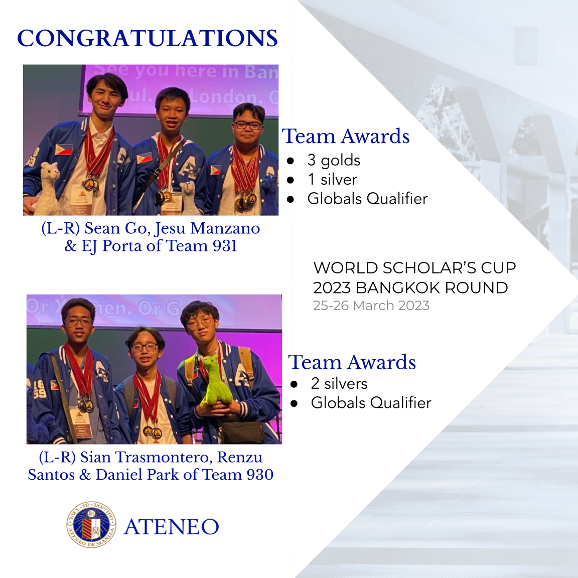 Team awards at the WSC Bangkok Round 2023 