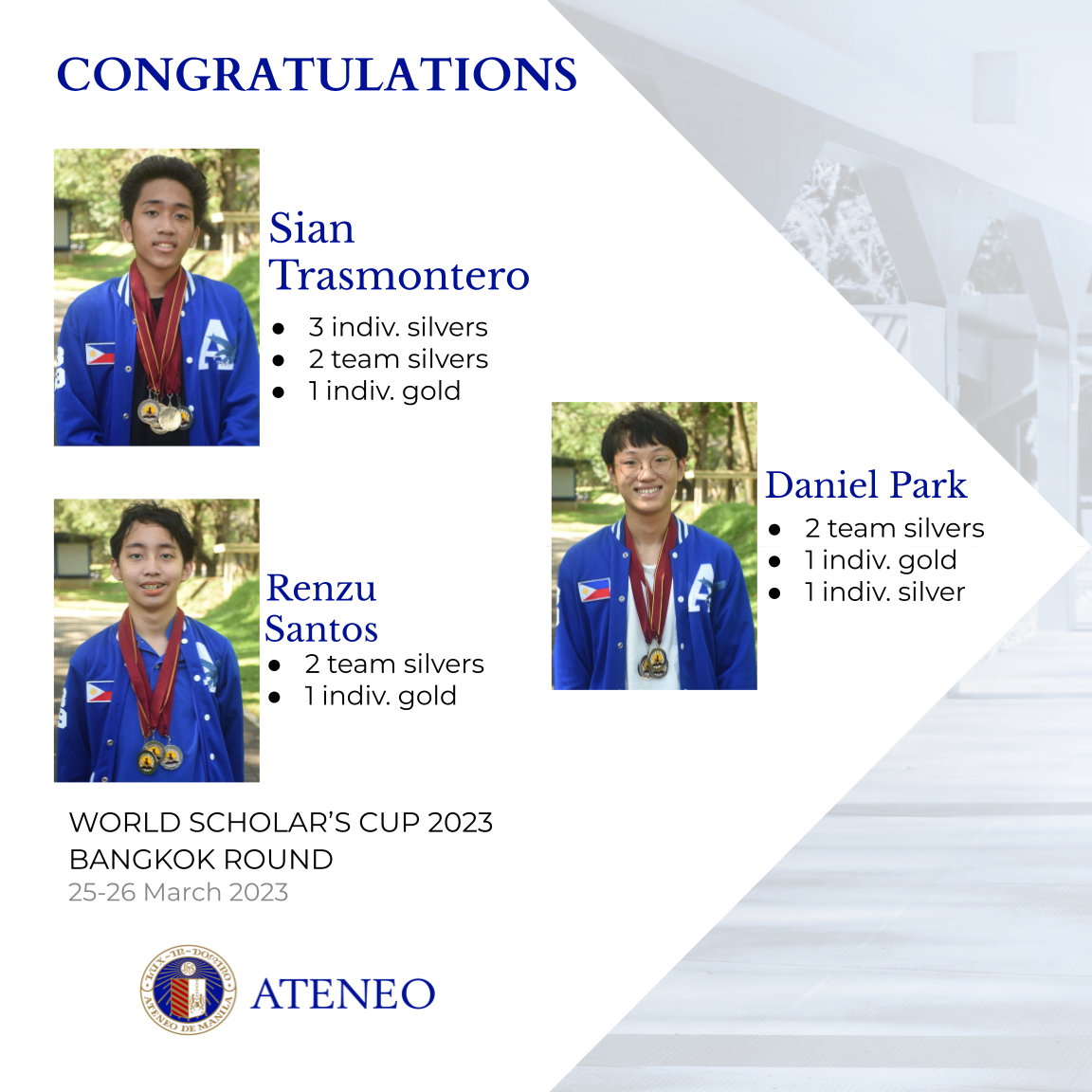 AJHS medalists in the WSC Bangkok Round 2023 