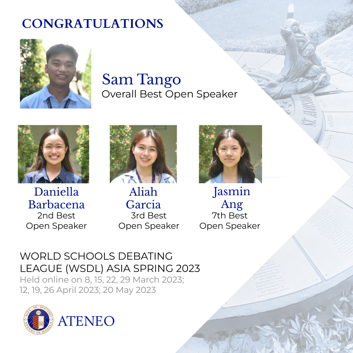 WSDL's top ten best speakers who are from ASHS   