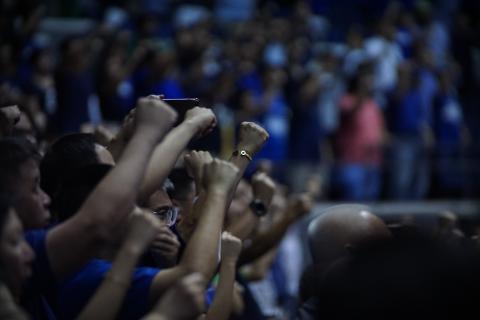 Ateneo gallery cheering at Araneta during a UAAP game 2019