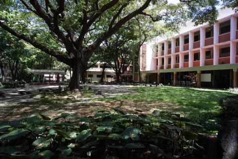 Loyola Schools main quad zen garden