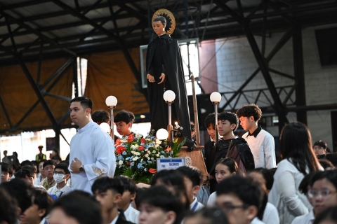 Procession of the image of St Stanislaus Kostka accompanied by students dressed as Kostka look-alikes. 13 November 2025