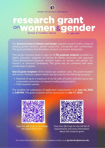 research grant on womend and gender announcement
