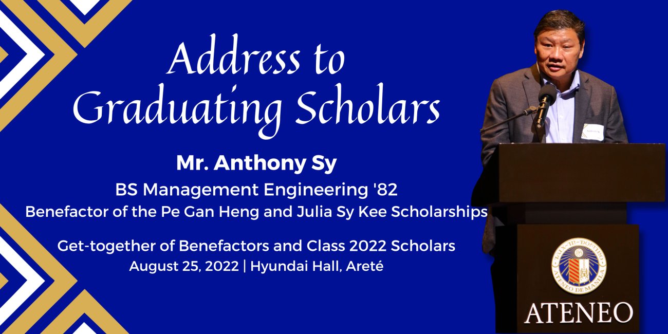Mr. Sy as he addresses the Class 2022 Scholars