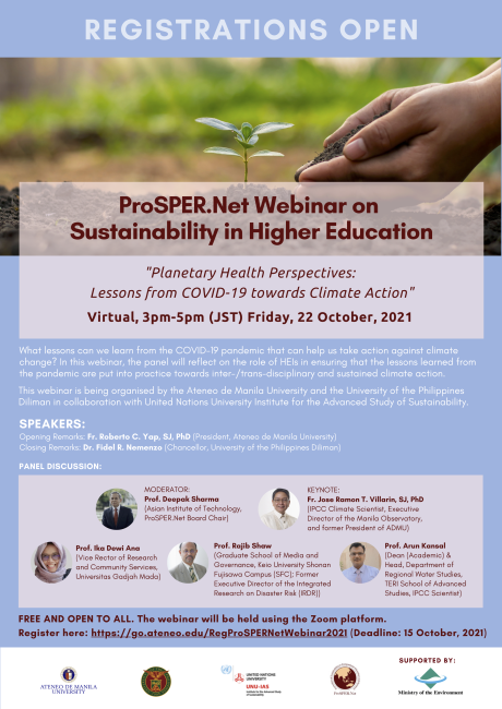 2021 Prosper.net Webinar on Planetary Health Perspectives: Lessons from COVID-19 towards Climate Action