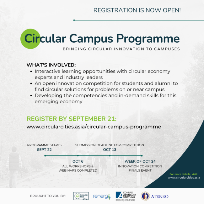 a poster with a list of Circular Campus Programme details mentioned in the article