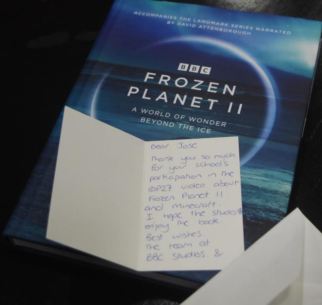 The book came with a handwritten note from BBC Studios. 